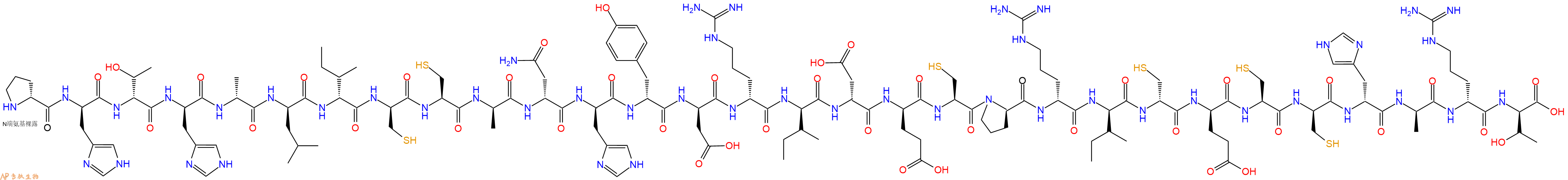专肽生物产品H2N-DPro-DHis-DThr-DHis-DAla-DLeu-DIle-DCys-Cys-DAla-DAsn-DHis-DTyr-DAsp-DArg-DIle-DAsp-DGlu-Cys-DPro-DArg-DIle-DCys-DGlu-Cys-DCys-DHis-DAla-DArg-DThr-OH