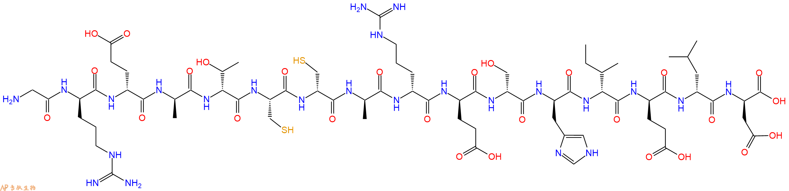 专肽生物产品H2N-Gly-DArg-DGlu-DAla-DThr-Cys-DCys-DAla-DArg-DGlu-DSer-DHis-DIle-DGlu-DLeu-DAsp-OH