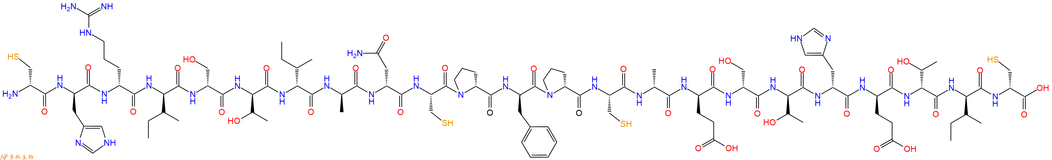 专肽生物产品H2N-DCys-DHis-DArg-DIle-DSer-DThr-DIle-DAla-DAsn-Cys-DPro-DPhe-DPro-Cys-DAla-DGlu-DSer-DThr-DHis-DGlu-DThr-DIle-DCys-OH