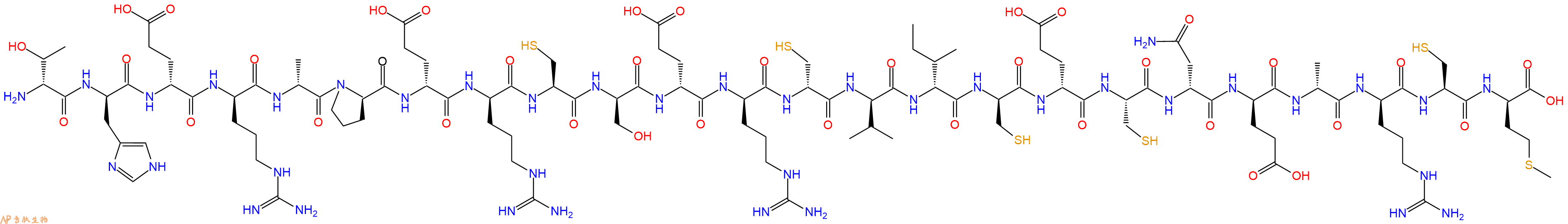专肽生物产品H2N-DThr-DHis-DGlu-DArg-DAla-DPro-DGlu-DArg-Cys-DSer-DGlu-DArg-DCys-DVal-DIle-DCys-DGlu-Cys-DAsn-DGlu-DAla-DArg-Cys-DMet-OH