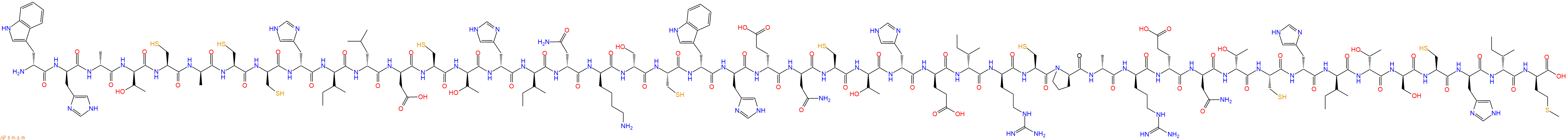专肽生物产品H2N-DTrp-DHis-DAla-DThr-Cys-DAla-Cys-DCys-DHis-DIle-DLeu-DAsp-Cys-DThr-DHis-DIle-DAsn-DLys-DSer-Cys-DTrp-DHis-DGlu-DAsn-Cys-DThr-DHis-DGlu-DIle-DArg-Cys-DPro-DAla-DArg-DGlu-DAsn-DThr-Cys-DHis-DIle-DThr-DSer-Cys-DHis-DIle-DMet-OH