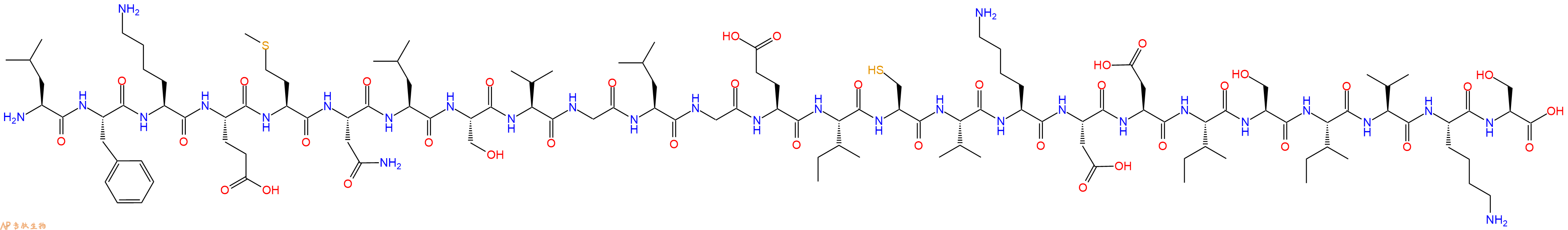 专肽生物产品H2N-Leu-Phe-Lys-Glu-Met-Asn-Leu-Ser-Val-Gly-Leu-Gly-Glu-Ile-Cys-Val-Lys-Asp-Asp-Ile-Ser-Ile-Val-Lys-Ser-OH