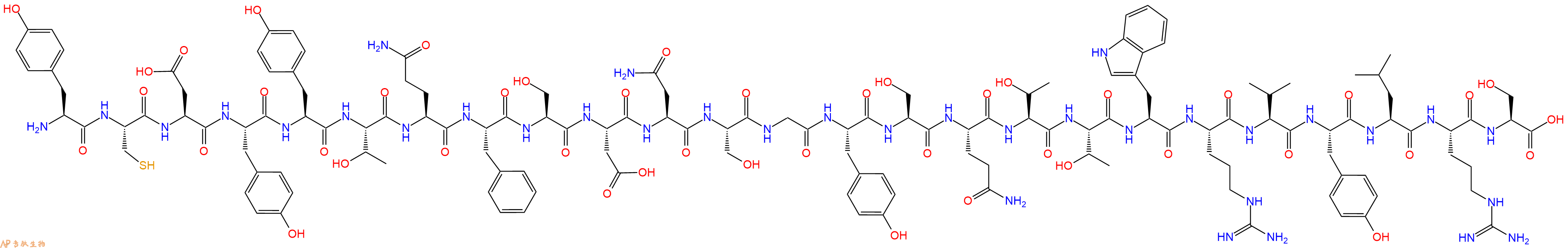 专肽生物产品H2N-Tyr-Cys-Asp-Tyr-Tyr-Thr-Gln-Phe-Ser-Asp-Asn-Ser-Gly-Tyr-Ser-Gln-Thr-Thr-Trp-Arg-Val-Tyr-Leu-Arg-Ser-OH