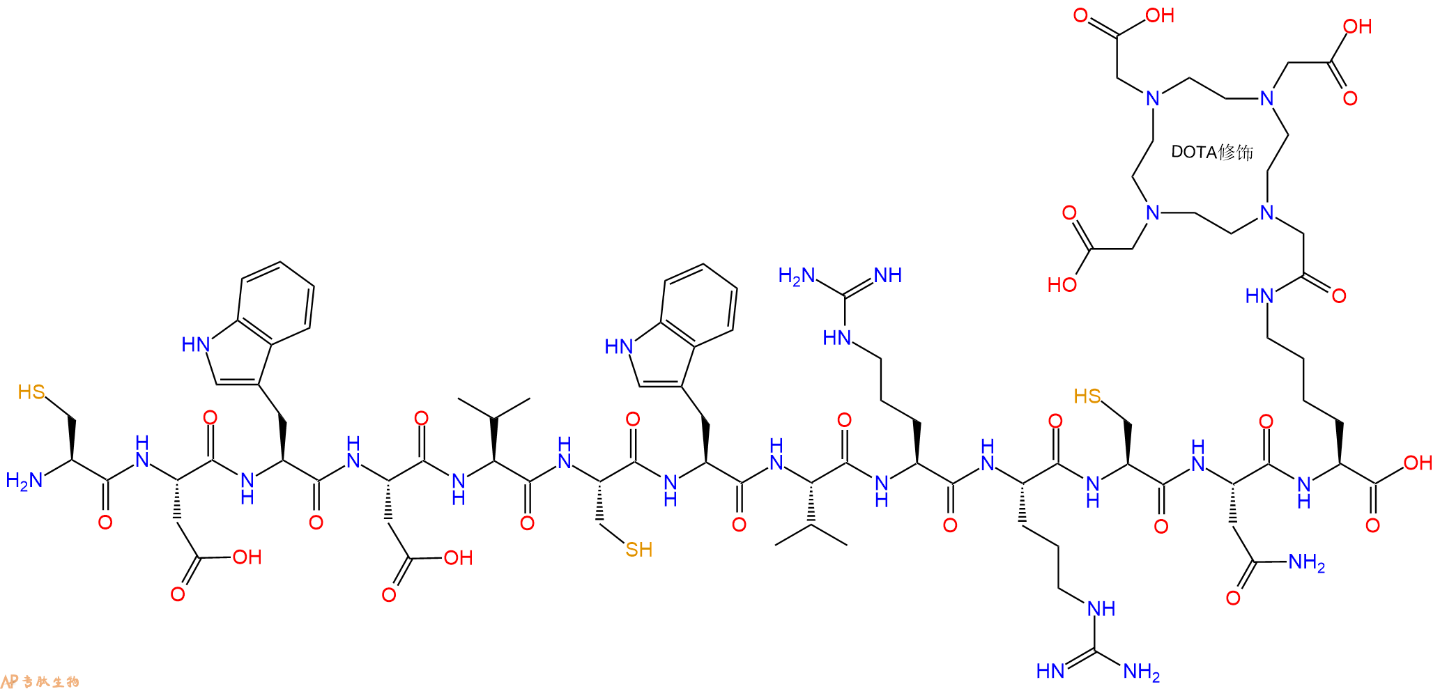 专肽生物产品H2N-Cys-Asp-Trp-Asp-Val-Cys-Trp-Val-Arg-Arg-Cys-Asn-Lys(DOTA)-OH