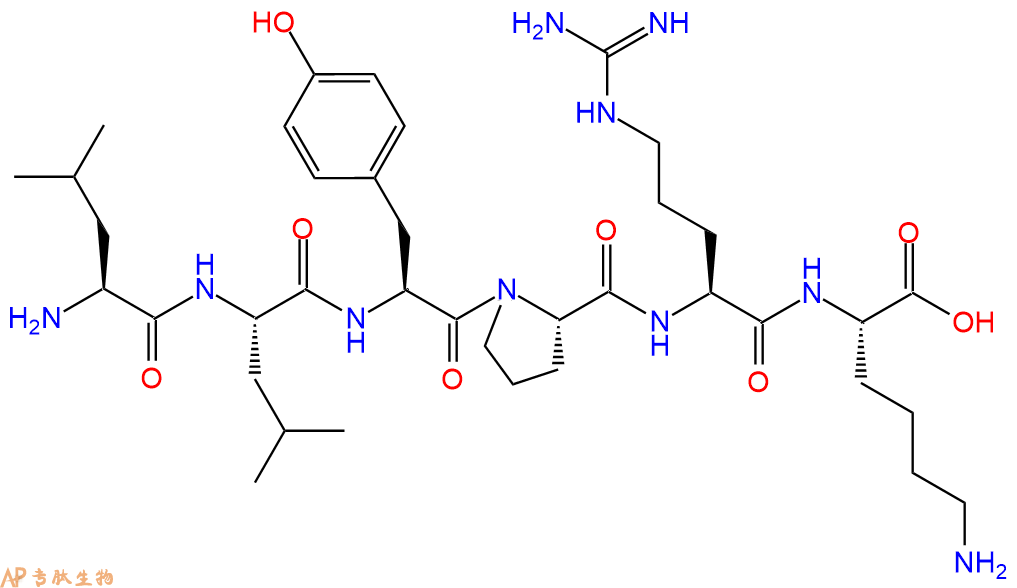 专肽生物产品H2N-Leu-Leu-Tyr-Pro-Arg-Lys-OH