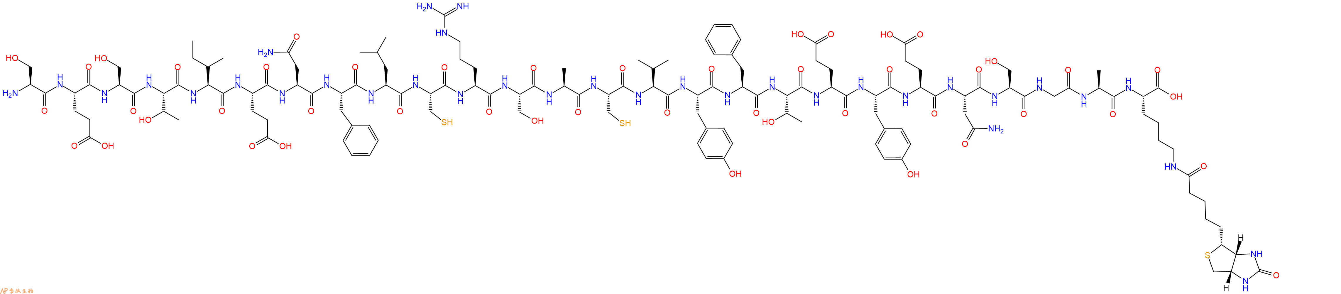 专肽生物产品H2N-Ser-Glu-Ser-Thr-Ile-Glu-Asn-Phe-Leu-Cys-Arg-Ser-Ala-Cys-Val-Tyr-Phe-Thr-Glu-Tyr-Glu-Asn-Ser-Gly-Ala-Lys(Biotin)-OH