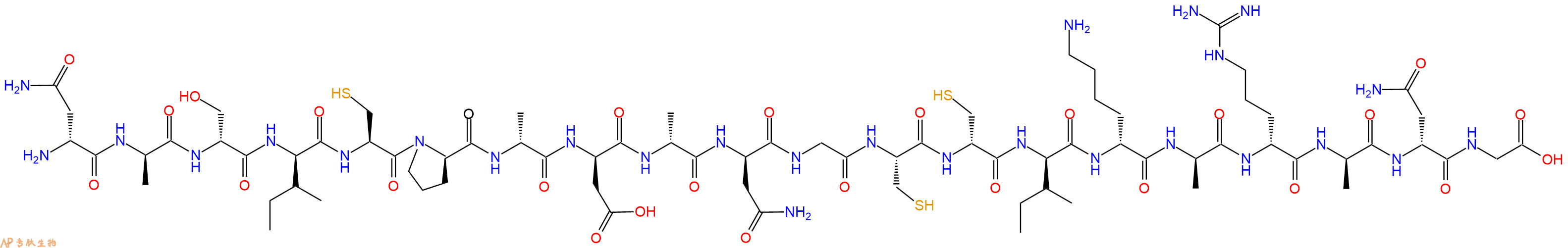 专肽生物产品H2N-DAsn-DAla-DSer-DIle-Cys-DPro-DAla-DAsp-DAla-DAsn-Gly-Cys-DCys-DIle-DLys-DAla-DArg-DAla-DAsn-Gly-OH