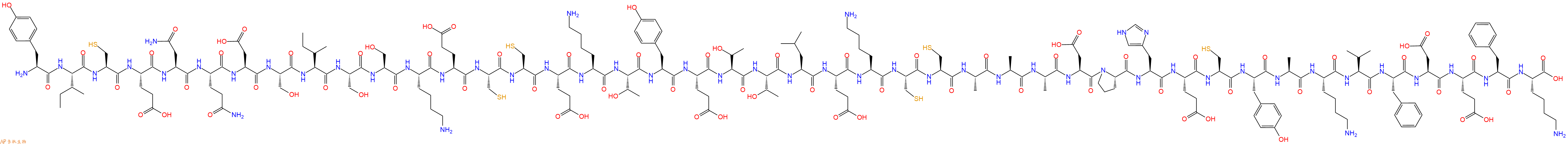 专肽生物产品H2N-Tyr-Ile-Cys-Glu-Asn-Gln-Asp-Ser-Ile-Ser-Ser-Lys-Glu-Cys-Cys-Glu-Lys-Thr-Tyr-Glu-Thr-Thr-Leu-Glu-Lys-Cys-Cys-Ala-Ala-Ala-Asp-Pro-His-Glu-Cys-Tyr-Ala-Lys-Val-Phe-Asp-Glu-Phe-Lys-OH