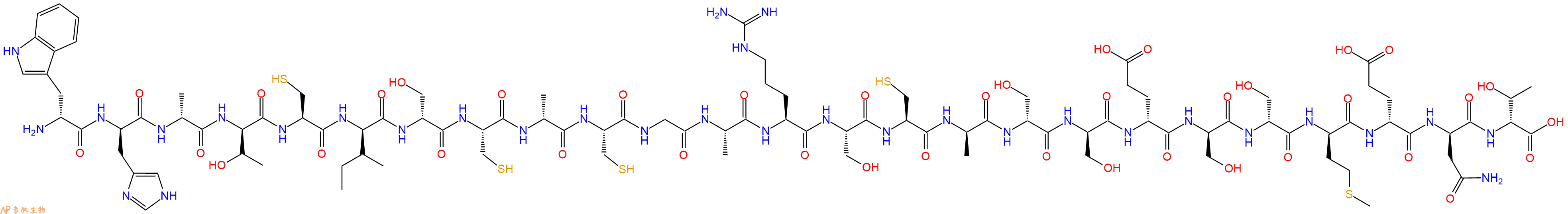 专肽生物产品H2N-DTrp-DHis-DAla-DThr-Cys-DIle-DSer-Cys-DAla-Cys-Gly-Ala-Arg-Ser-Cys-DAla-DSer-DSer-DGlu-DSer-DSer-DMet-DGlu-DAsn-DThr-OH