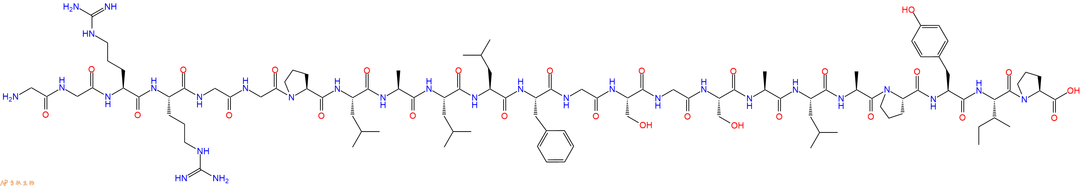 专肽生物产品H2N-Gly-Gly-Arg-Arg-Gly-Gly-Pro-Leu-Ala-Leu-Leu-Phe-Gly-Ser-Gly-Ser-Ala-Leu-Ala-Pro-Tyr-Ile-Pro-OH