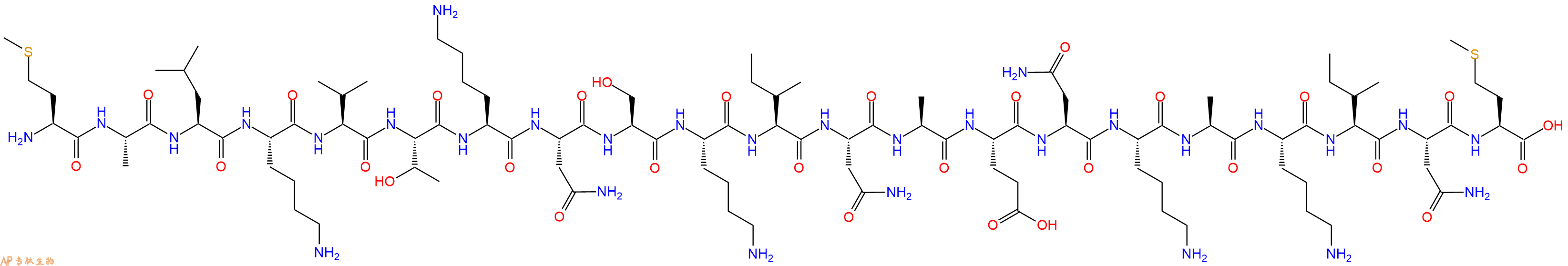 专肽生物产品H2N-Met-Ala-Leu-Lys-Val-Thr-Lys-Asn-Ser-Lys-Ile-Asn-Ala-Glu-Asn-Lys-Ala-Lys-Ile-Asn-Met-OH