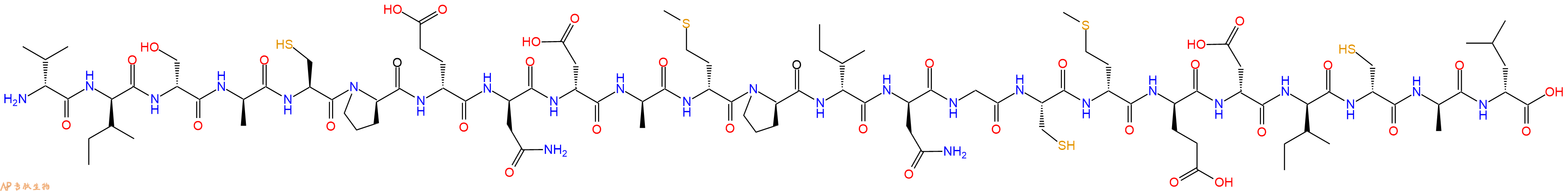专肽生物产品H2N-DVal-DIle-DSer-DAla-Cys-DPro-DGlu-DAsn-DAsp-DAla-DMet-DPro-DIle-DAsn-Gly-Cys-DMet-DGlu-DAsp-DIle-DCys-DAla-DLeu-OH