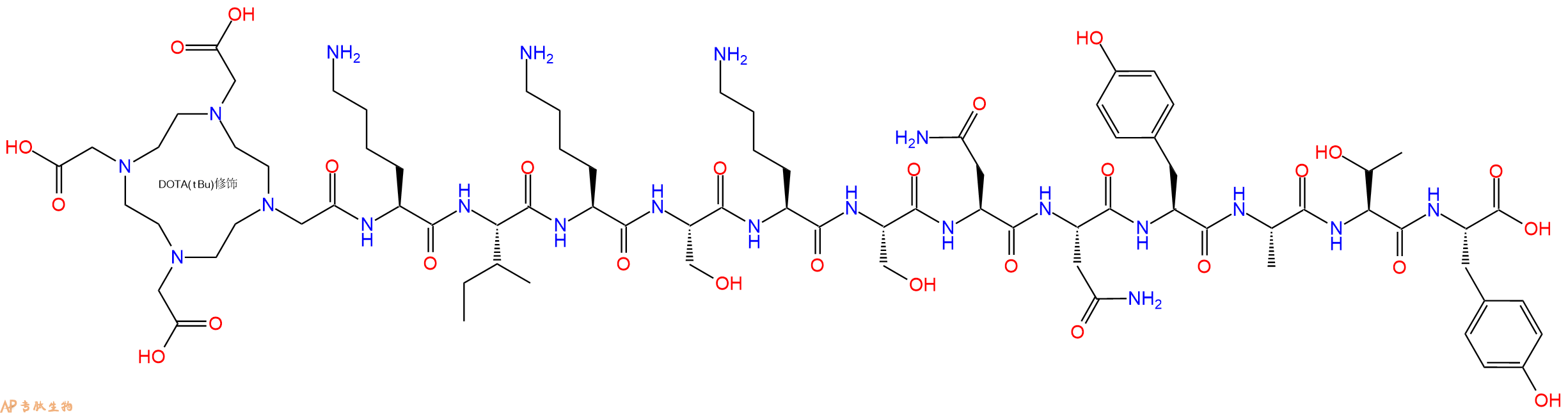 专肽生物产品DOTA-Lys-Ile-Lys-Ser-Lys-Ser-Asn-Asn-Tyr-Ala-Thr-Tyr-OH