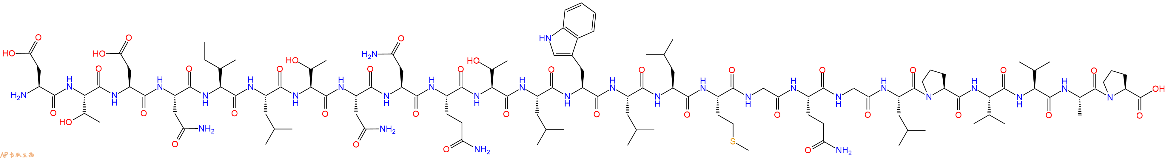 专肽生物产品H2N-Asp-Thr-Asp-Asn-Ile-Leu-Thr-Asn-Asn-Gln-Thr-Leu-Trp-Leu-Leu-Met-Gly-Gln-Gly-Leu-Pro-Val-Val-Ala-Pro-OH