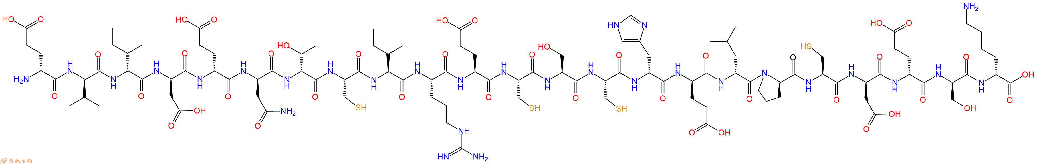 专肽生物产品H2N-DGlu-DVal-DIle-DAsp-DGlu-DAsn-DThr-Cys-Ile-Arg-Glu-Cys-Ser-Cys-DHis-DGlu-DLeu-DPro-Cys-DAsp-DGlu-DSer-DLys-OH
