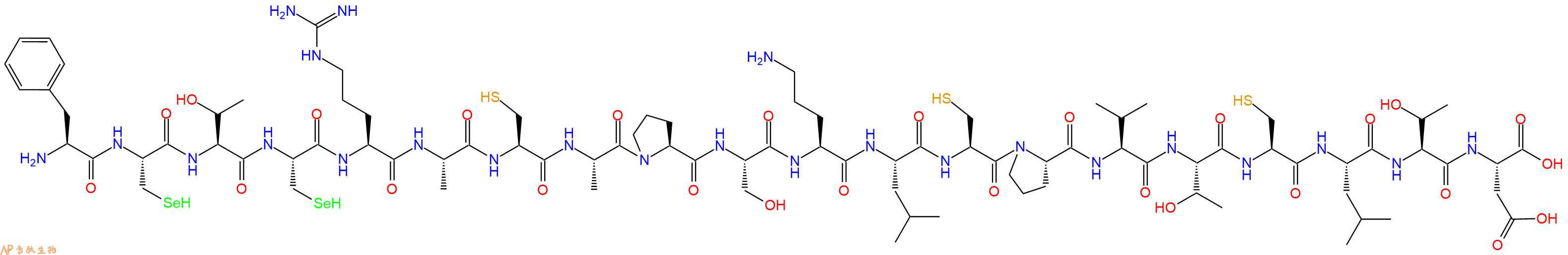 专肽生物产品H2N-Phe-Sec-Thr-Sec-Arg-Ala-Cys-Ala-Pro-Ser-Orn-Leu-Cys-Pro-Val-Thr-Cys-Leu-Thr-Asp-OH