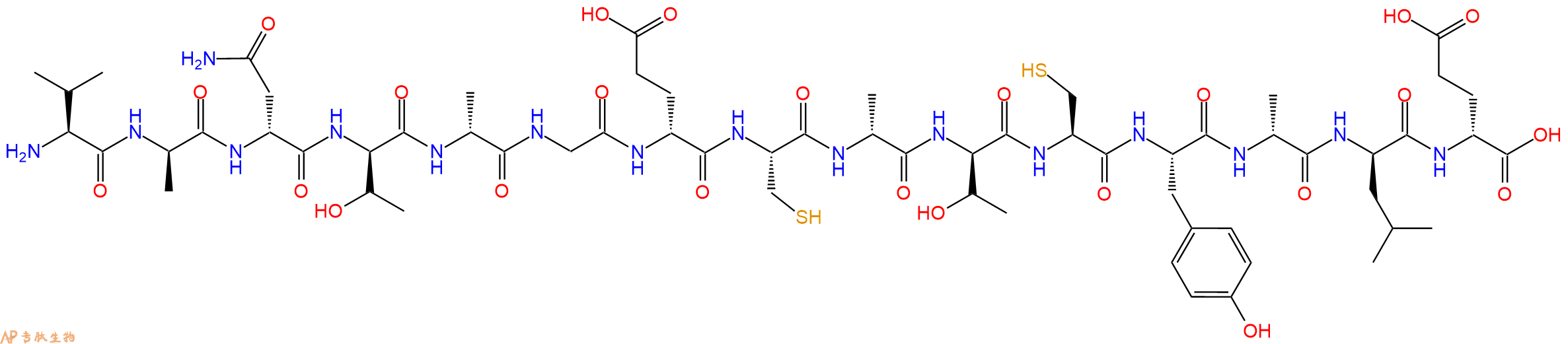 专肽生物产品H2N-Val-DAla-DAsn-DThr-DAla-Gly-DGlu-Cys-DAla-DThr-Cys-Tyr-DAla-DLeu-DGlu-OH