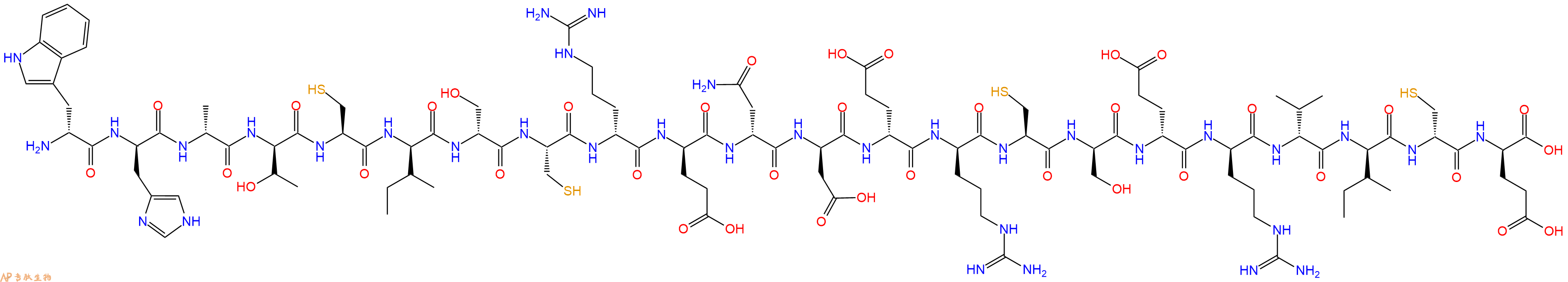 专肽生物产品H2N-DTrp-DHis-DAla-DThr-Cys-DIle-DSer-Cys-DArg-DGlu-DAsn-DAsp-DGlu-DArg-Cys-DSer-DGlu-DArg-DVal-DIle-DCys-DGlu-OH