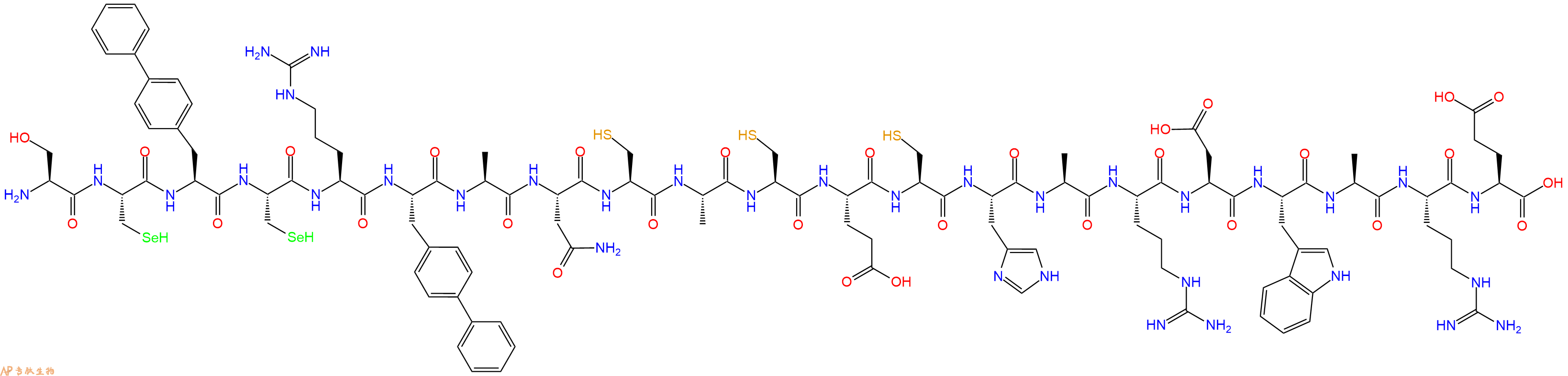 专肽生物产品H2N-Ser-Sec-Bip-Sec-Arg-Bip-Ala-Asn-Cys-Ala-Cys-Glu-Cys-His-Ala-Arg-Asp-Trp-Ala-Arg-Glu-OH