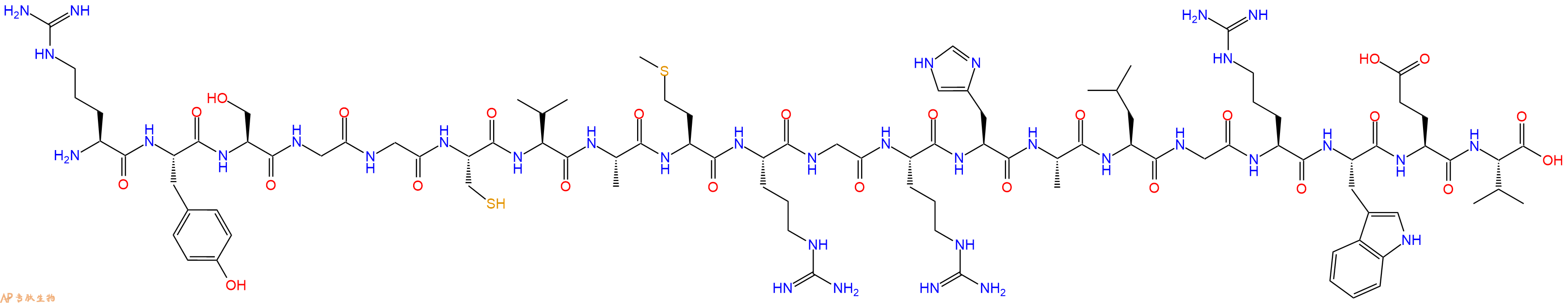 专肽生物产品H2N-Arg-Tyr-Ser-Gly-Gly-Cys-Val-Ala-Met-Arg-Gly-Arg-His-Ala-Leu-Gly-Arg-Trp-Glu-Val-OH