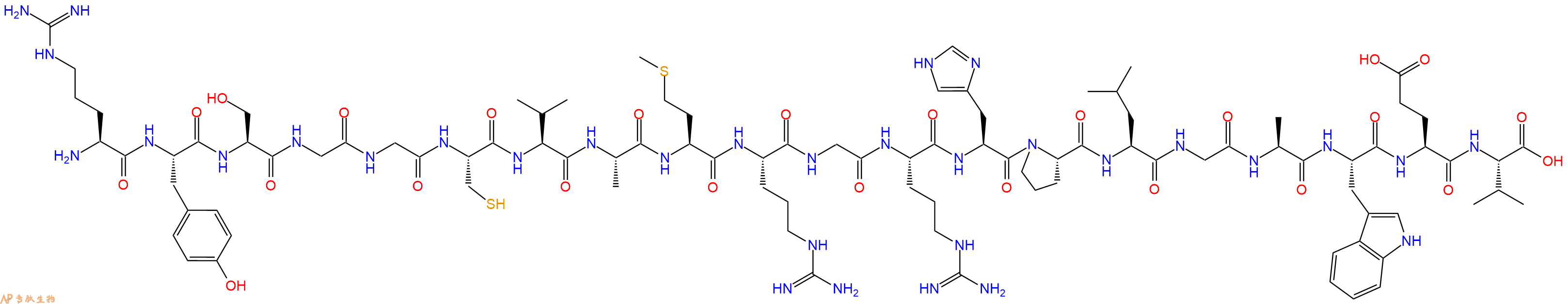 专肽生物产品H2N-Arg-Tyr-Ser-Gly-Gly-Cys-Val-Ala-Met-Arg-Gly-Arg-His-Pro-Leu-Gly-Ala-Trp-Glu-Val-OH
