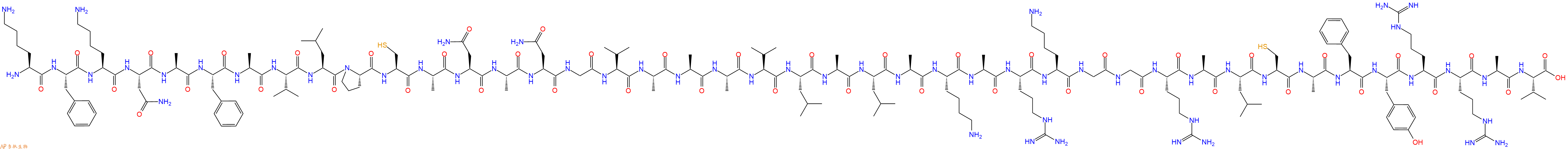 专肽生物产品H2N-Lys-Phe-Lys-Asn-Ala-Phe-Ala-Val-Leu-Pro-Cys-Ala-Asn-Ala-Asn-Gly-Val-Ala-Ala-Ala-Val-Leu-Ala-Leu-Ala-Lys-Ala-Arg-Lys-Gly-Gly-Arg-Ala-Leu-Cys-Ala-Phe-Tyr-Arg-Arg-Ala-Val-OH