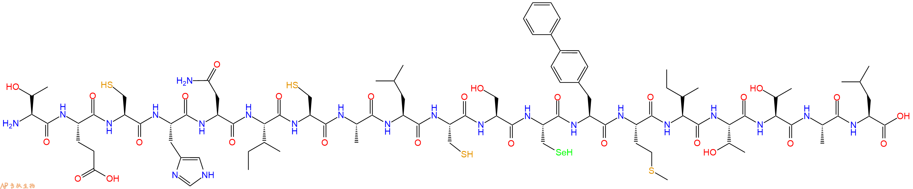 专肽生物产品H2N-Thr-Glu-Cys-His-Asn-Ile-Cys-Ala-Leu-Cys-Ser-Sec-Bip-Met-Ile-Thr-Thr-Ala-Leu-OH