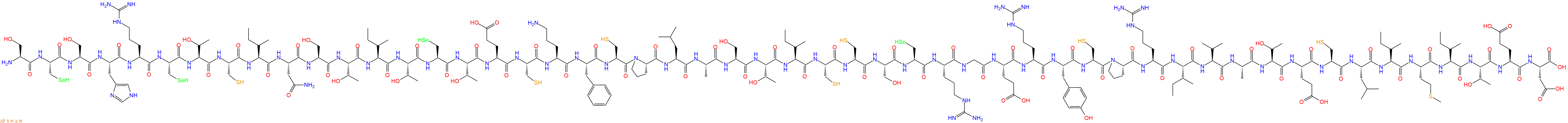 专肽生物产品H2N-Ser-Sec-Ser-His-Arg-Sec-Thr-Cys-Ile-Asn-Ser-Thr-Ile-Thr-Sec-Thr-Glu-Cys-Orn-Phe-Cys-Pro-Leu-Ala-Ser-Thr-Ile-Cys-Cys-Ser-Sec-Arg-Gly-Glu-Arg-Tyr-Cys-Pro-Arg-Ile-Val-Ala-Thr-Glu-Cys-Leu-Ile-Met-Ile-Thr-Glu-Asp-OH