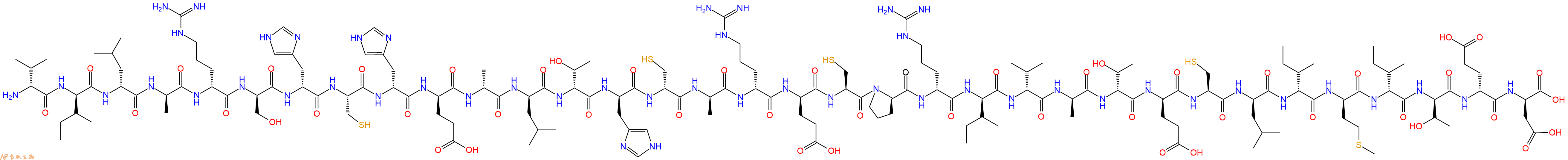 专肽生物产品H2N-DVal-DIle-DLeu-DAla-DArg-DSer-DHis-Cys-DHis-DGlu-DAla-DLeu-DThr-DHis-DCys-DAla-DArg-DGlu-Cys-DPro-DArg-DIle-DVal-DAla-DThr-DGlu-Cys-DLeu-DIle-DMet-DIle-DThr-DGlu-DAsp-OH