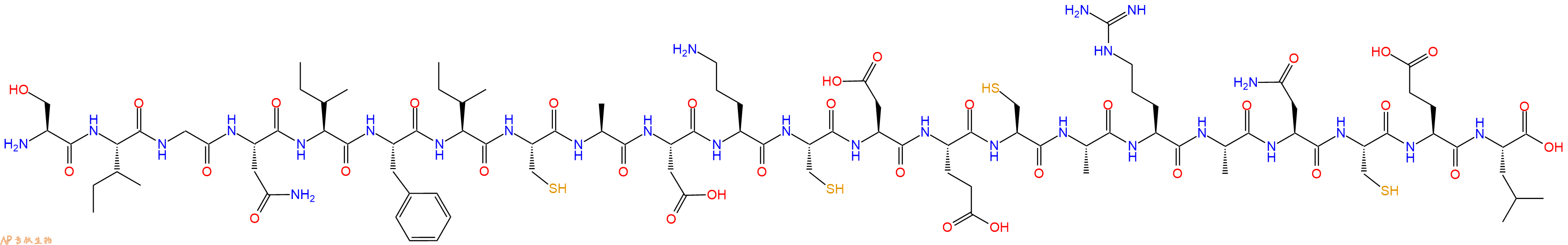 专肽生物产品H2N-Ser-Ile-Gly-Asn-Ile-Phe-Ile-Cys-Ala-Asp-Orn-Cys-Asp-Glu-Cys-Ala-Arg-Ala-Asn-Cys-Glu-Leu-OH