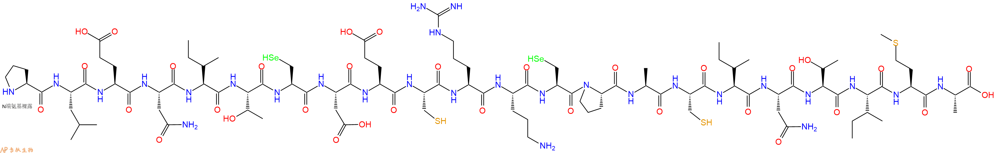 专肽生物产品H2N-Pro-Leu-Glu-Asn-Ile-Thr-Sec-Asp-Glu-Cys-Arg-Orn-Sec-Pro-Ala-Cys-Ile-Asn-Thr-Ile-Met-Ala-OH