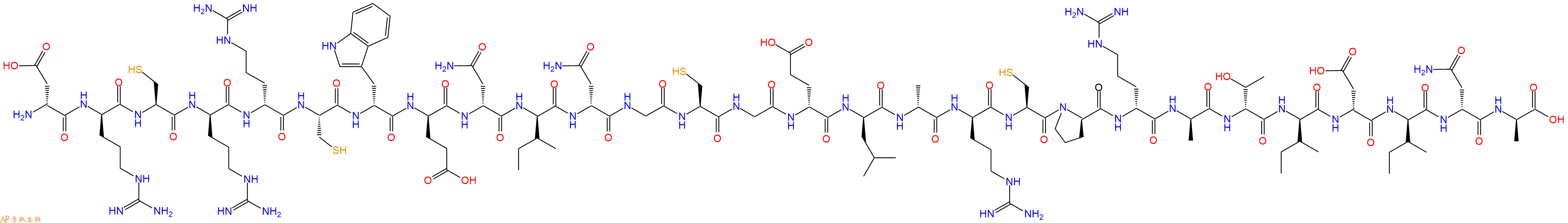 专肽生物产品H2N-DAsp-DArg-Cys-DArg-DArg-Cys-DTrp-DGlu-DAsn-DIle-DAsn-Gly-Cys-Gly-DGlu-DLeu-DAla-DArg-Cys-DPro-DArg-DAla-DThr-DIle-DAsp-DIle-DAsn-DAla-OH