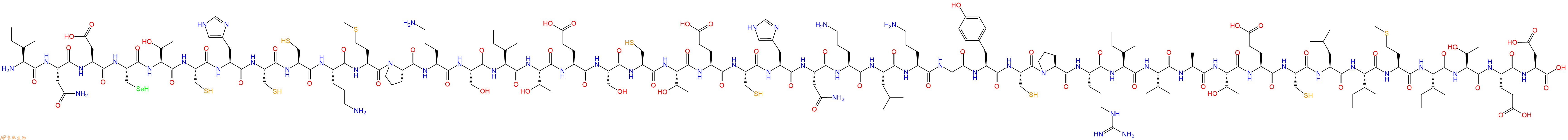专肽生物产品H2N-Ile-Asn-Asp-Sec-Thr-Cys-His-Cys-Cys-Orn-Met-Pro-Orn-Ser-Ile-Thr-Glu-Ser-Cys-Thr-Glu-Cys-His-Asn-Orn-Leu-Orn-Gly-Tyr-Cys-Pro-Arg-Ile-Val-Ala-Thr-Glu-Cys-Leu-Ile-Met-Ile-Thr-Glu-Asp-OH