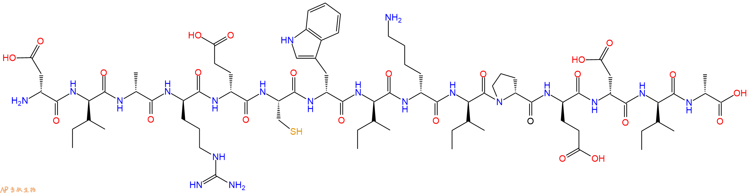 专肽生物产品H2N-DAsp-DIle-DAla-DArg-DGlu-Cys-DTrp-DIle-DLys-DIle-DPro-DGlu-DAsp-DIle-DAla-OH