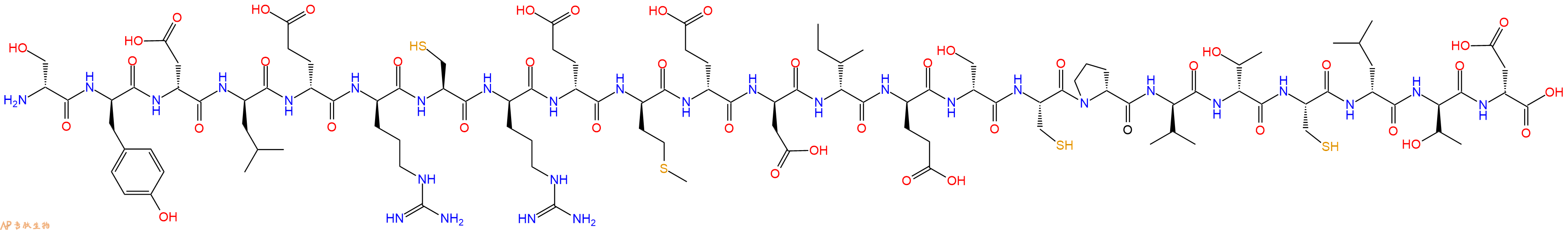 专肽生物产品H2N-DSer-DTyr-DAsp-DLeu-DGlu-DArg-Cys-DArg-DGlu-DMet-DGlu-DAsp-DIle-DGlu-DSer-Cys-DPro-DVal-DThr-Cys-DLeu-DThr-DAsp-OH