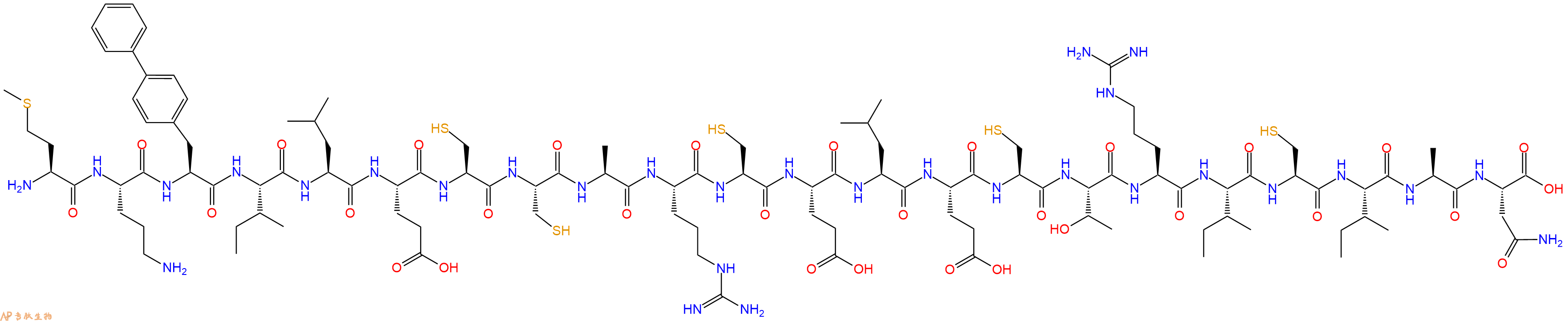 专肽生物产品H2N-Met-Orn-Bip-Ile-Leu-Glu-Cys-Cys-Ala-Arg-Cys-Glu-Leu-Glu-Cys-Thr-Arg-Ile-Cys-Ile-Ala-Asn-OH