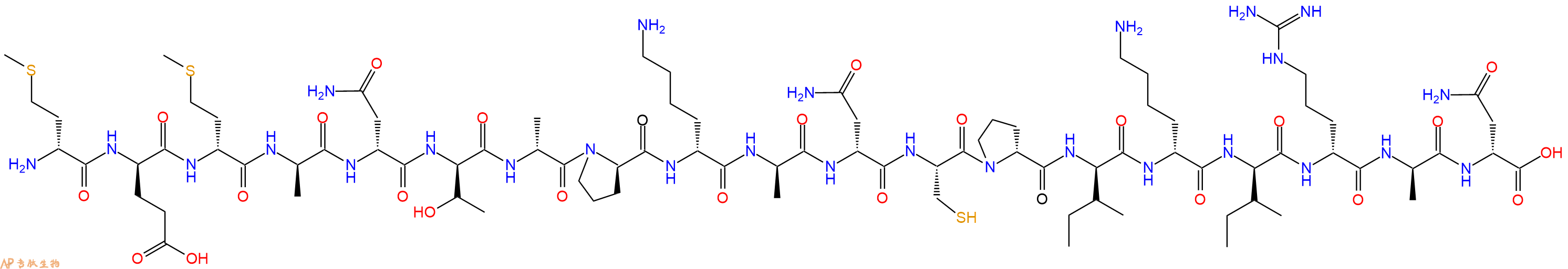 专肽生物产品H2N-DMet-DGlu-DMet-DAla-DAsn-DThr-DAla-DPro-DLys-DAla-DAsn-Cys-DPro-DIle-DLys-DIle-DArg-DAla-DAsn-OH
