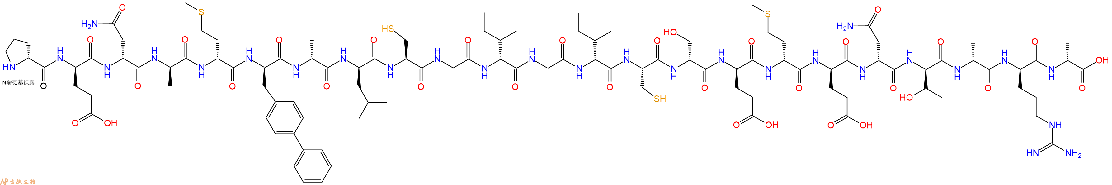 专肽生物产品H2N-DPro-DGlu-DAsn-DAla-DMet-DBip-DAla-DLeu-Cys-Gly-DIle-Gly-DIle-Cys-DSer-DGlu-DMet-DGlu-DAsn-DThr-DAla-DArg-DAla-OH