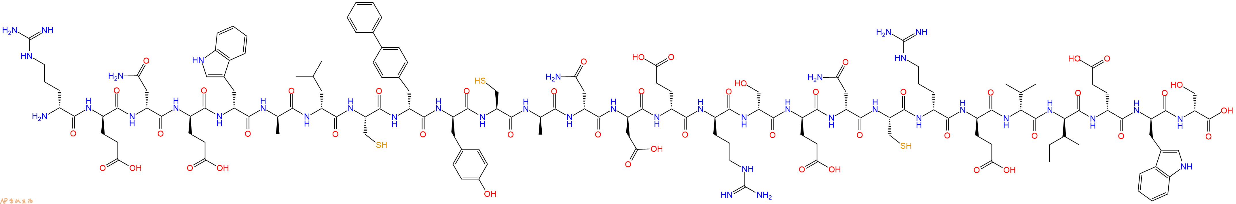 专肽生物产品H2N-DArg-DGlu-DAsn-DGlu-DTrp-DAla-DLeu-Cys-DBip-DTyr-Cys-DAla-DAsn-DAsp-DGlu-DArg-DSer-DGlu-DAsn-Cys-DArg-DGlu-DVal-DIle-DGlu-DTrp-DSer-OH
