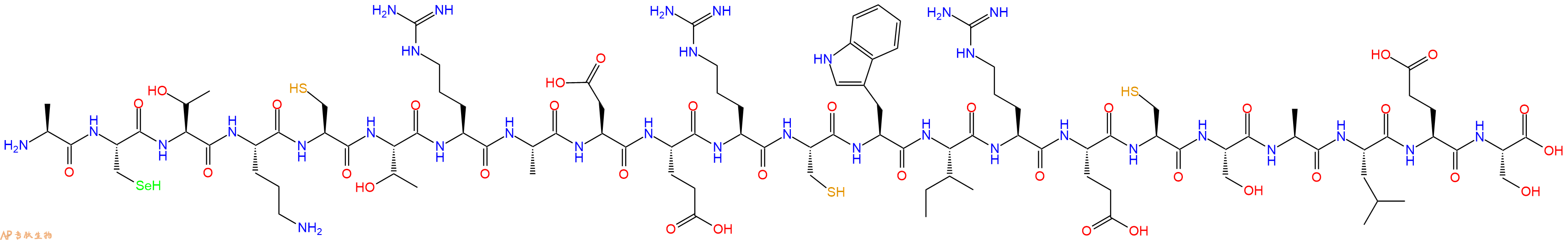 专肽生物产品H2N-Ala-Sec-Thr-Orn-Cys-Thr-Arg-Ala-Asp-Glu-Arg-Cys-Trp-Ile-Arg-Glu-Cys-Ser-Ala-Leu-Glu-Ser-OH