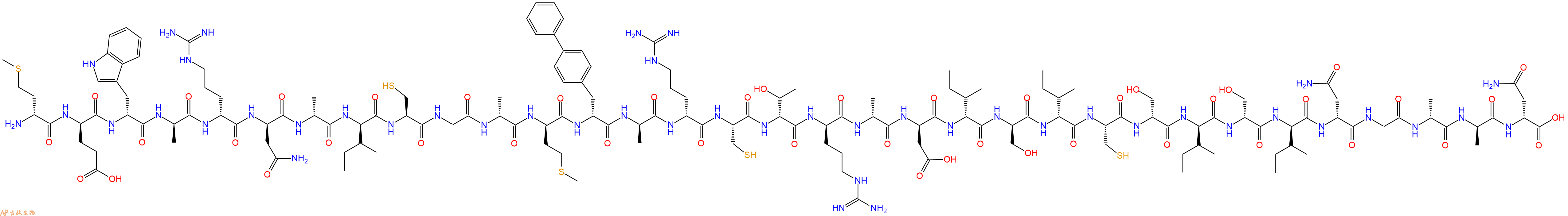 专肽生物产品H2N-DMet-DGlu-DTrp-DAla-DArg-DAsn-DAla-DIle-Cys-Gly-DAla-DMet-DBip-DAla-DArg-Cys-DThr-DArg-DAla-DAsp-DIle-DSer-DIle-Cys-DSer-DIle-DSer-DIle-DAsn-Gly-DAla-DAla-DAsn-OH