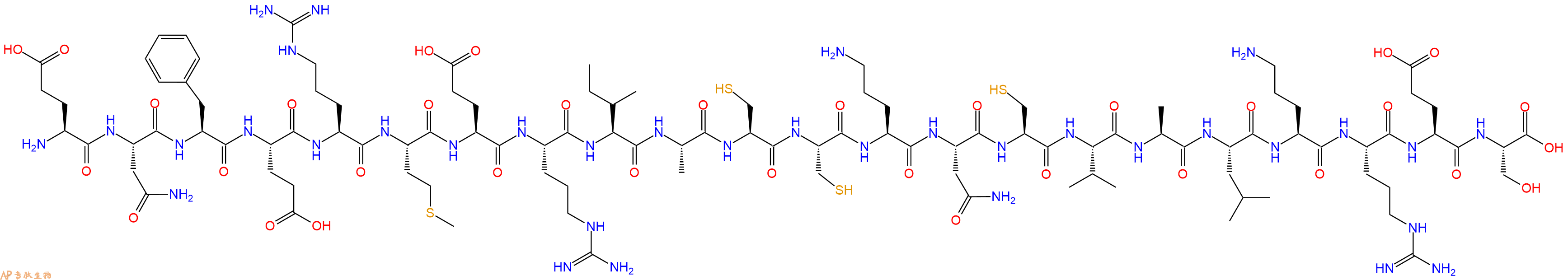 专肽生物产品H2N-Glu-Asn-Phe-Glu-Arg-Met-Glu-Arg-Ile-Ala-Cys-Cys-Orn-Asn-Cys-Val-Ala-Leu-Orn-Arg-Glu-Ser-OH