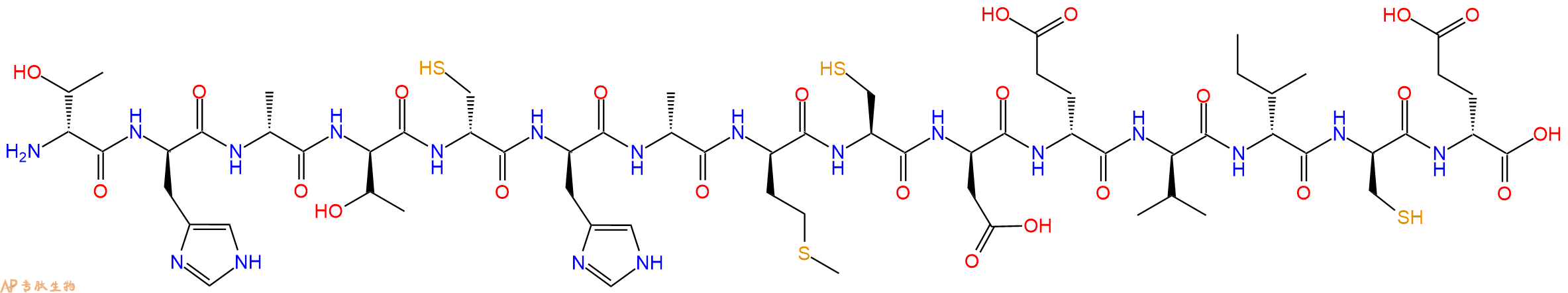 专肽生物产品H2N-DThr-DHis-DAla-DThr-DCys-DHis-DAla-DMet-Cys-DAsp-DGlu-DVal-DIle-DCys-DGlu-OH