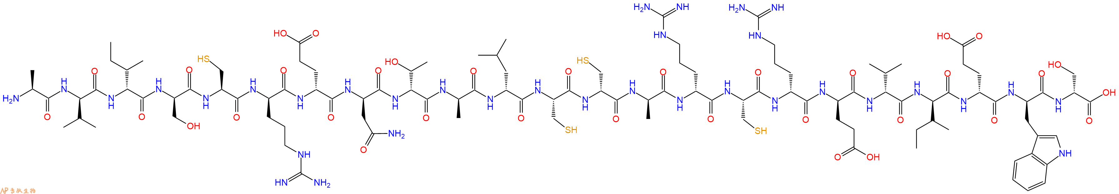 专肽生物产品H2N-Ala-DVal-DIle-DSer-Cys-DArg-DGlu-DAsn-DThr-DAla-DLeu-Cys-DCys-DAla-DArg-Cys-DArg-DGlu-DVal-DIle-DGlu-DTrp-DSer-OH