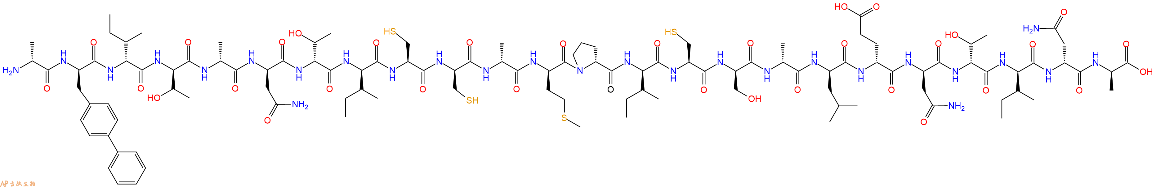 专肽生物产品H2N-DAla-DBip-DIle-DThr-DAla-DAsn-DThr-DIle-Cys-DCys-DAla-DMet-DPro-DIle-Cys-DSer-DAla-DLeu-DGlu-DAsn-DThr-DIle-DAsn-DAla-OH