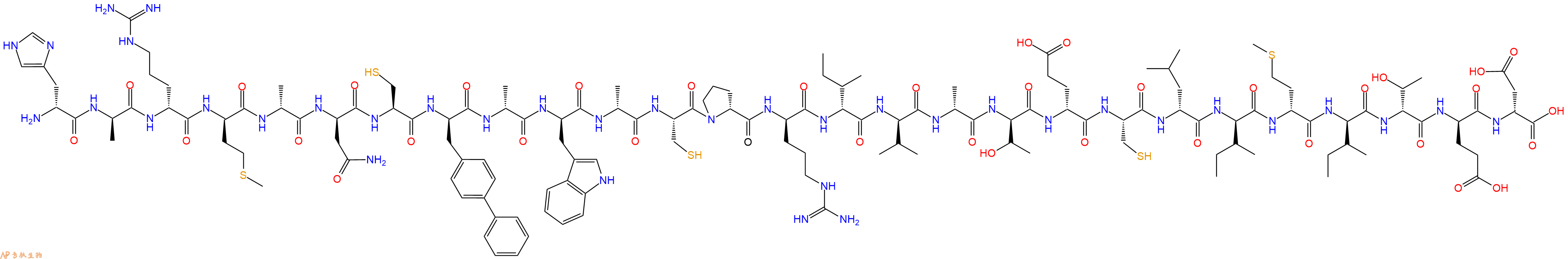 专肽生物产品H2N-DHis-DAla-DArg-DMet-DAla-DAsn-Cys-DBip-DAla-DTrp-DAla-Cys-DPro-DArg-DIle-DVal-DAla-DThr-DGlu-Cys-DLeu-DIle-DMet-DIle-DThr-DGlu-DAsp-OH