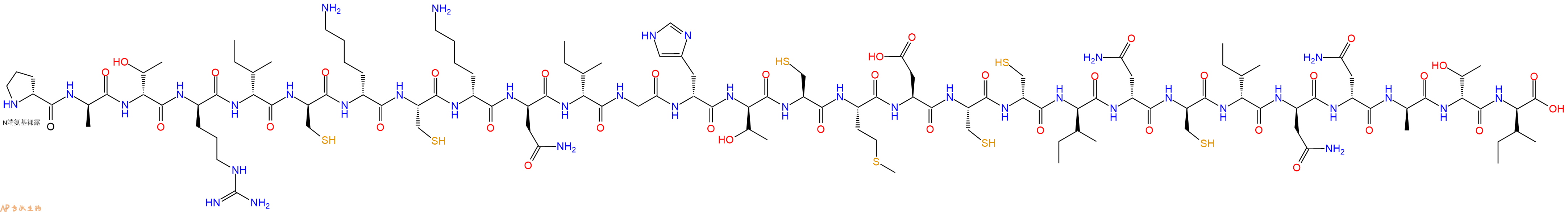 专肽生物产品H2N-DPro-DAla-DThr-DArg-DIle-DCys-DLys-Cys-DLys-DAsn-DIle-Gly-DHis-DThr-Cys-Met-Asp-Cys-DCys-DIle-DAsn-DCys-DIle-DAsn-DAsn-DAla-DThr-DIle-OH