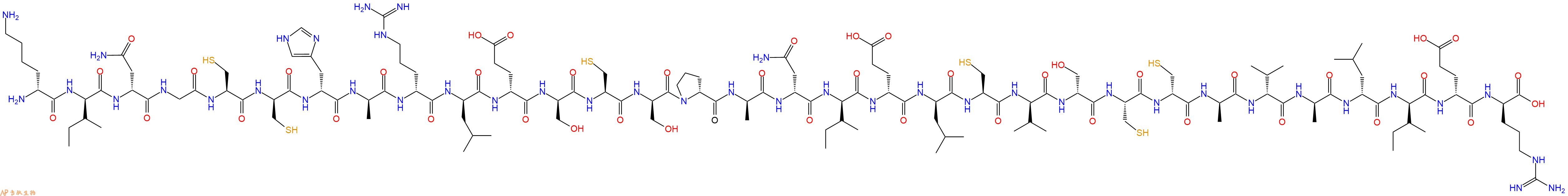 专肽生物产品H2N-DLys-DIle-DAsn-Gly-Cys-DCys-DHis-DAla-DArg-DLeu-DGlu-DSer-Cys-DSer-DPro-DAla-DAsn-DIle-DGlu-DLeu-Cys-DVal-DSer-Cys-DCys-DAla-DVal-DAla-DLeu-DIle-DGlu-DArg-OH
