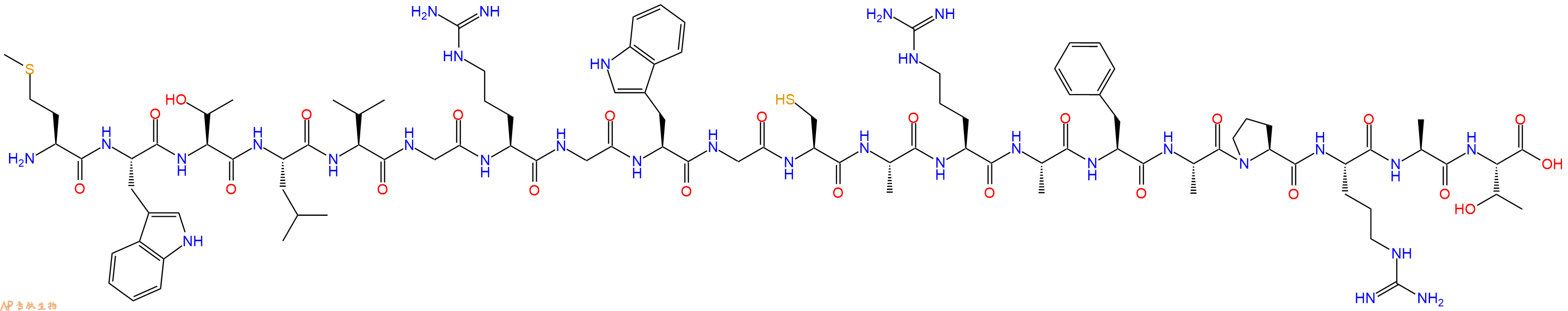 专肽生物产品H2N-Met-Trp-Thr-Leu-Val-Gly-Arg-Gly-Trp-Gly-Cys-Ala-Arg-Ala-Phe-Ala-Pro-Arg-Ala-Thr-OH