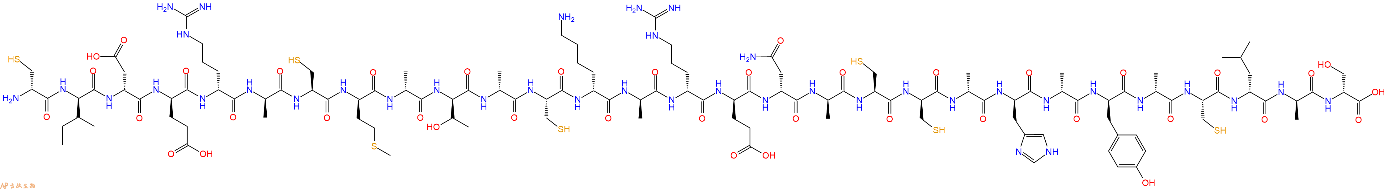 专肽生物产品H2N-DCys-DIle-DAsp-DGlu-DArg-DAla-Cys-DMet-DAla-DThr-DAla-Cys-DLys-DAla-DArg-DGlu-DAsn-DAla-Cys-DCys-DAla-DHis-DAla-DTyr-DAla-Cys-DLeu-DAla-DSer-OH